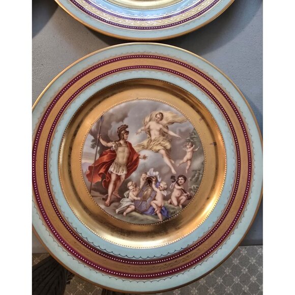 Antique Hand-Painted Gilt Royal Vienna 10.5" Plate Charger Set Of 12 (RV1000) - Picture 4 of 16